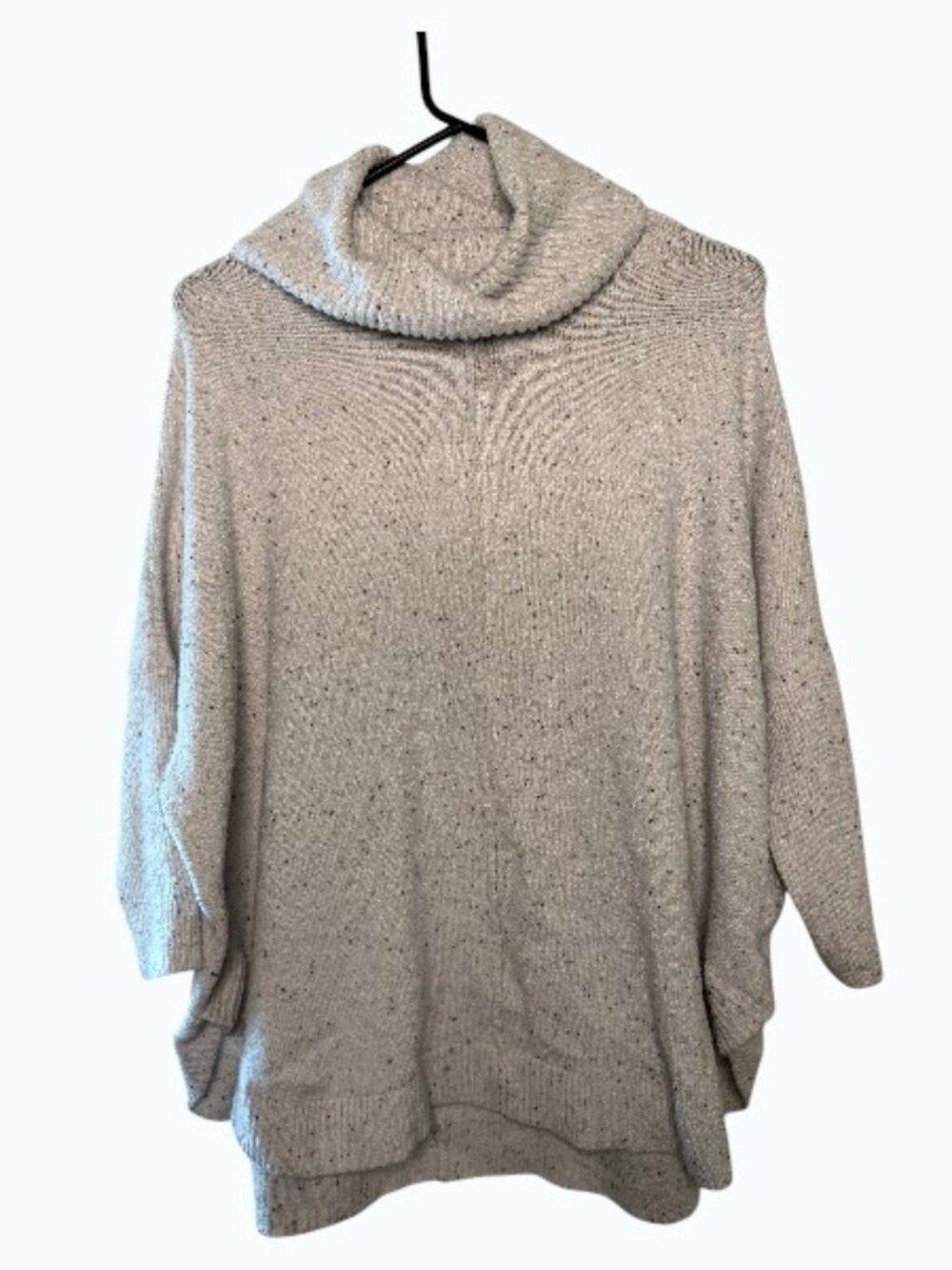 TIME AND TRU Women's Medium Ivory Speckled Cowl Neck 3/4 Sleeve Sweater
